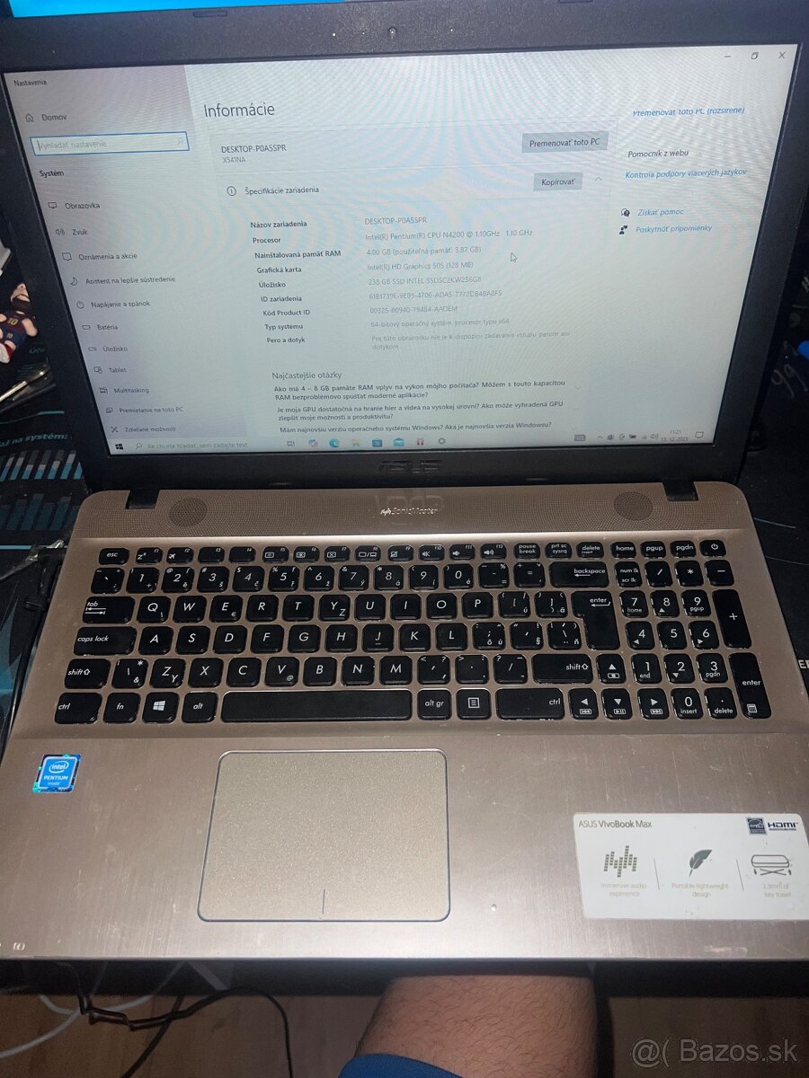 ASUS X541NA – SSD 256 GB, Windows 10, funkčný - 4