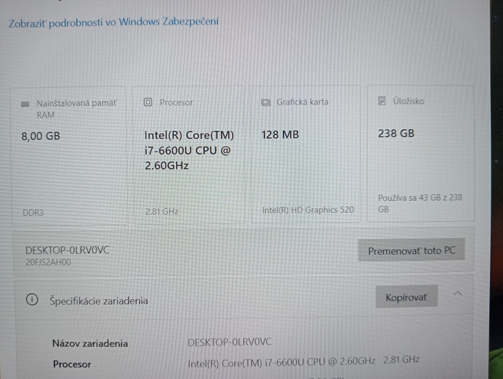 predám Lenovo thinkpad T560 , Intel i7 , 8gb ram , Win 10 - 4