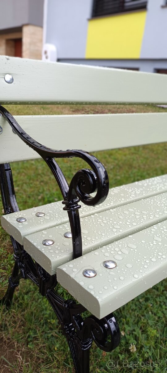 Retro záhradná lavička Green - 4