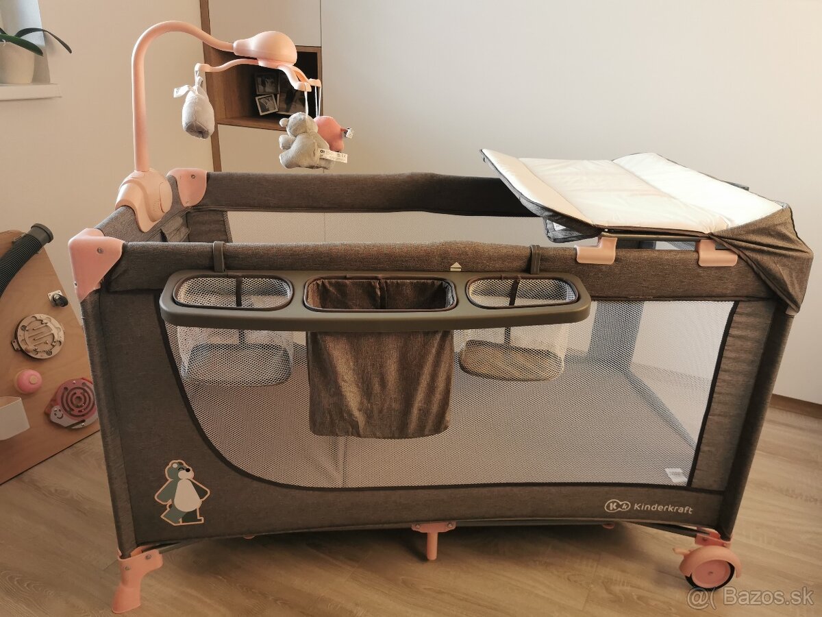 Cestovná postieľka Kinderkraft Joy Pink s komplet doplnkami - 4