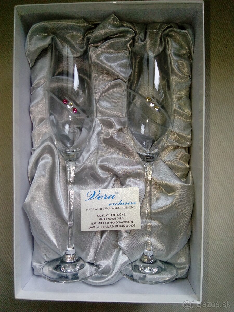 Svadobné poháre Swarovski elements - Rose - 4