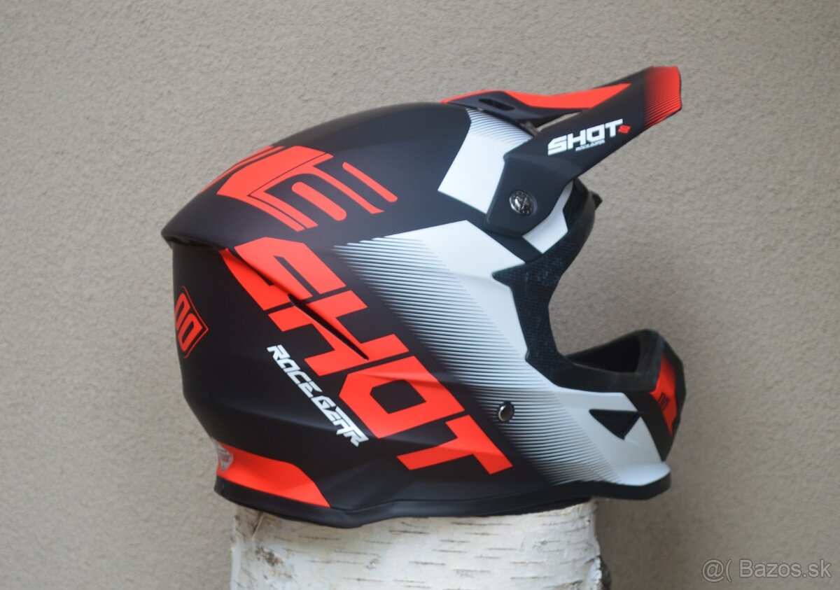 SHOT helma prilba červená matná, okuliare - 4