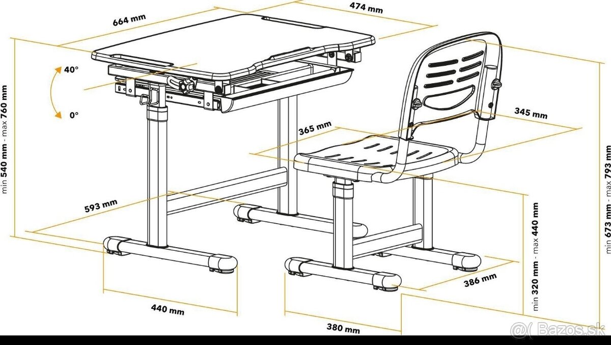 Detský písací stôl a stolička - 4
