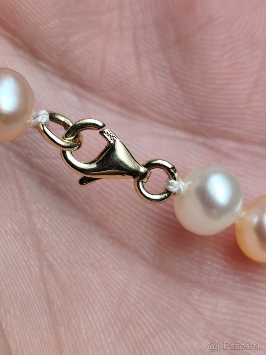 Náhrdelník riečne perly zlato 14k 585 perlový náhrdelník - 4