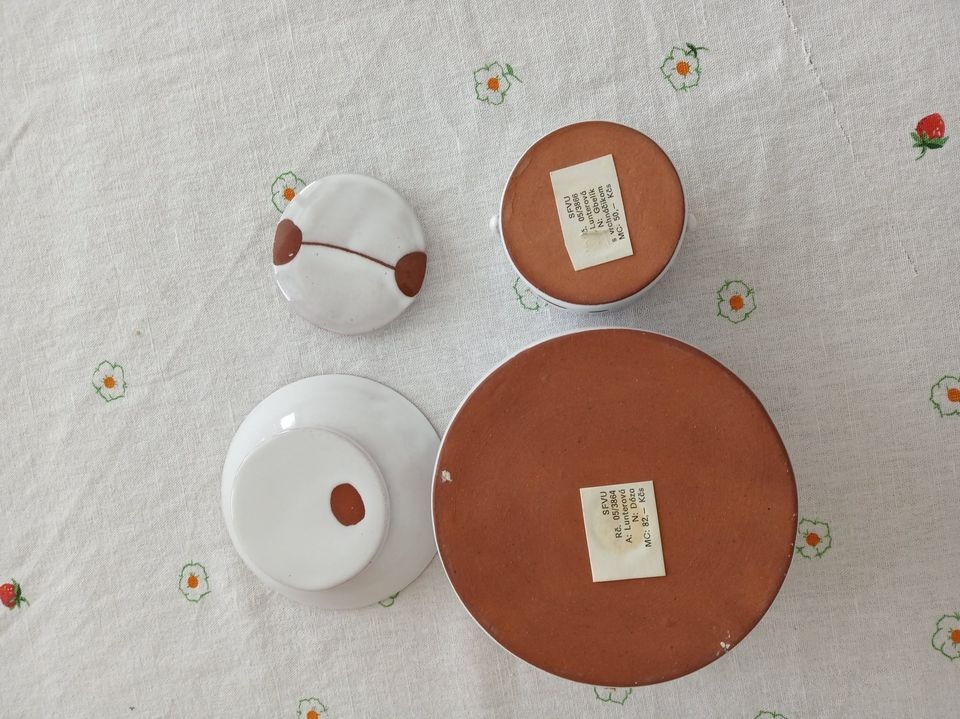 Hlinené glazované retro dózy - 4