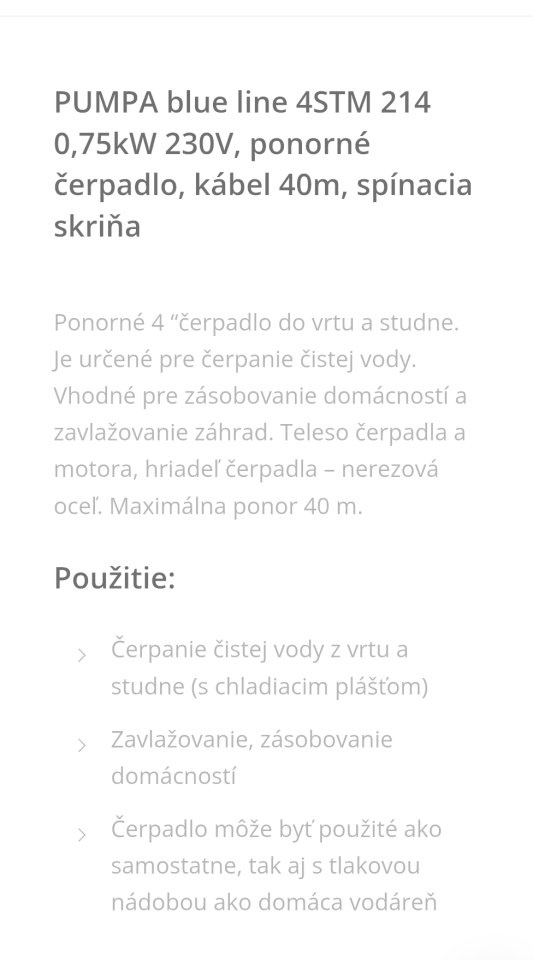 Ponorné čerpadlo 4STM214 – 0,75kW, 40m kábel - 4