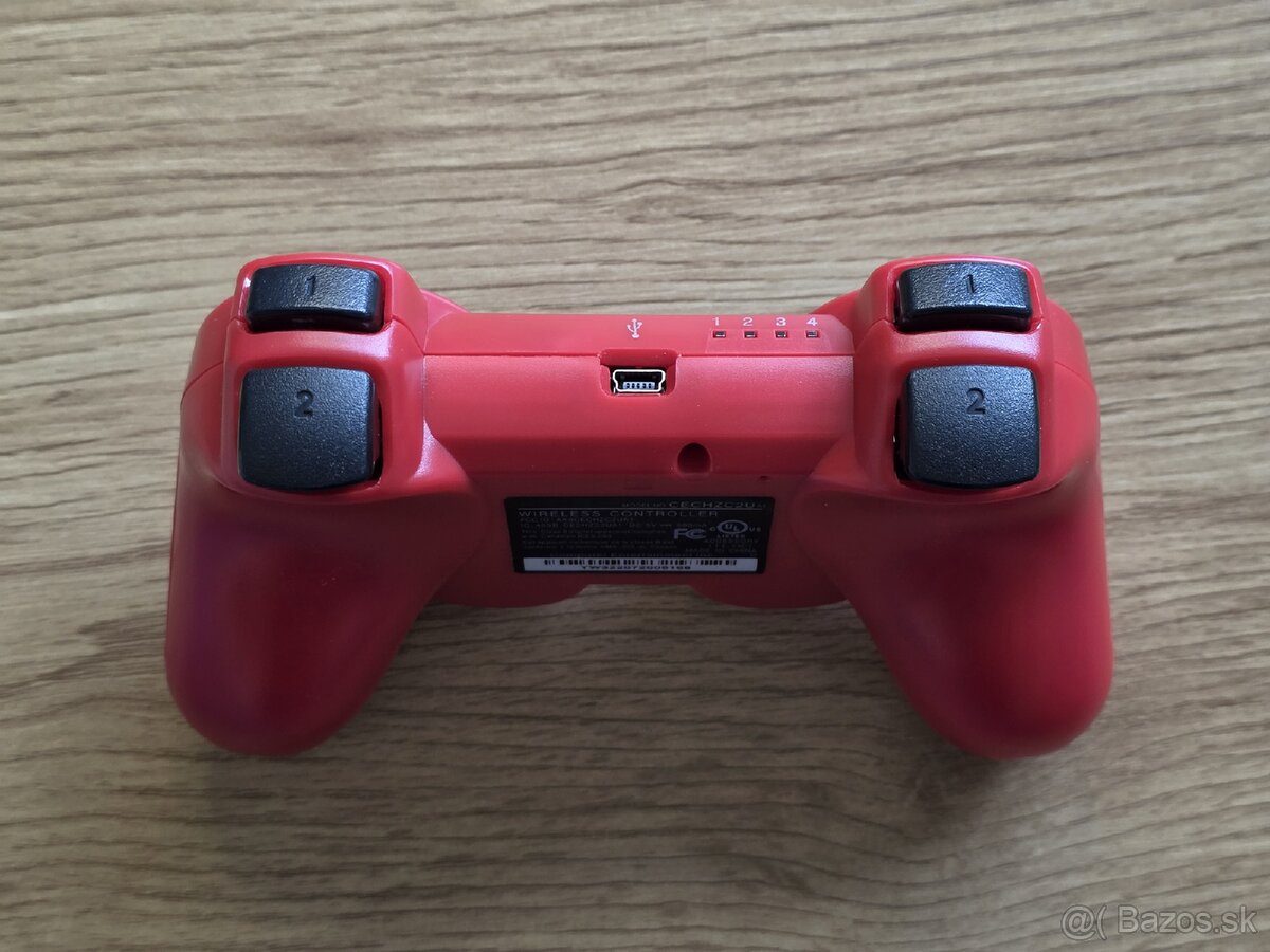 Bezdrôtový ovládač na PS3 červený - 4