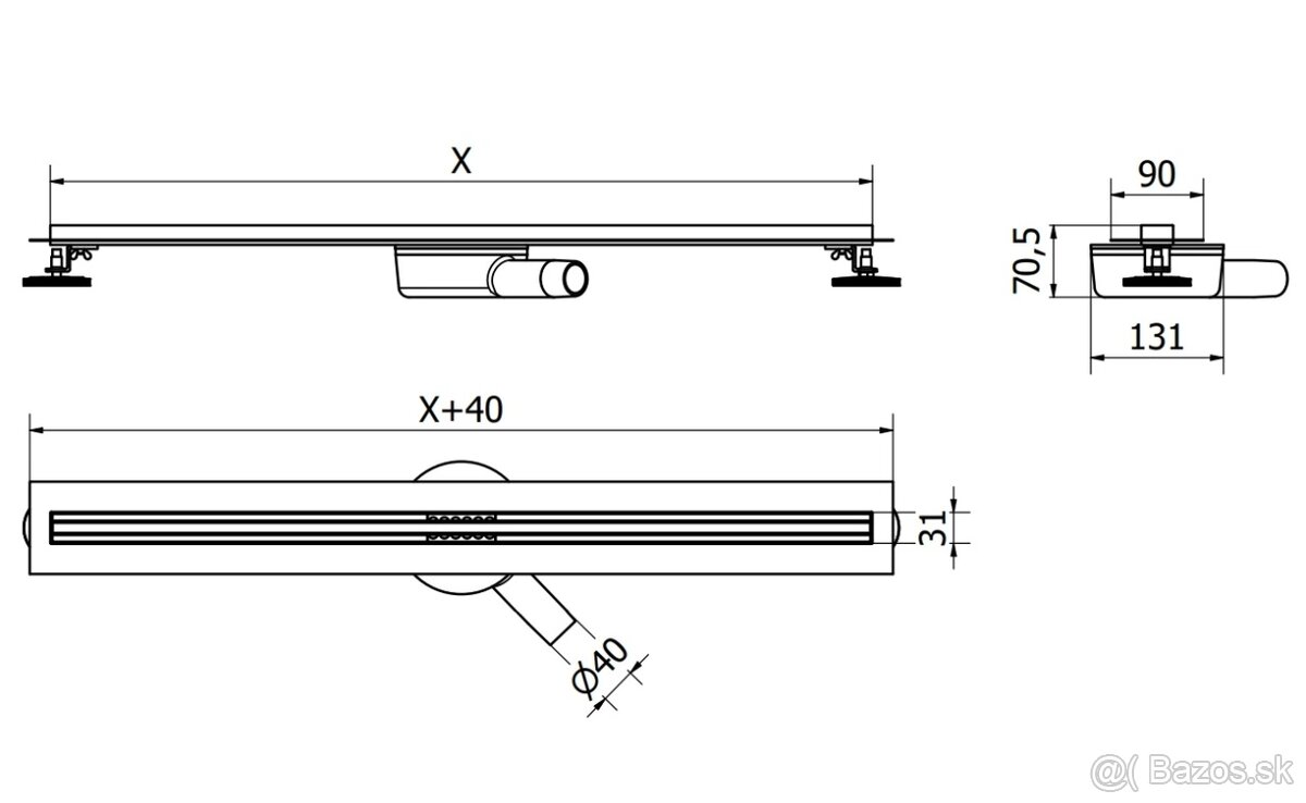 Lineárny odtokový žľab Mexen Flat 360 Slim (60cm) - 4