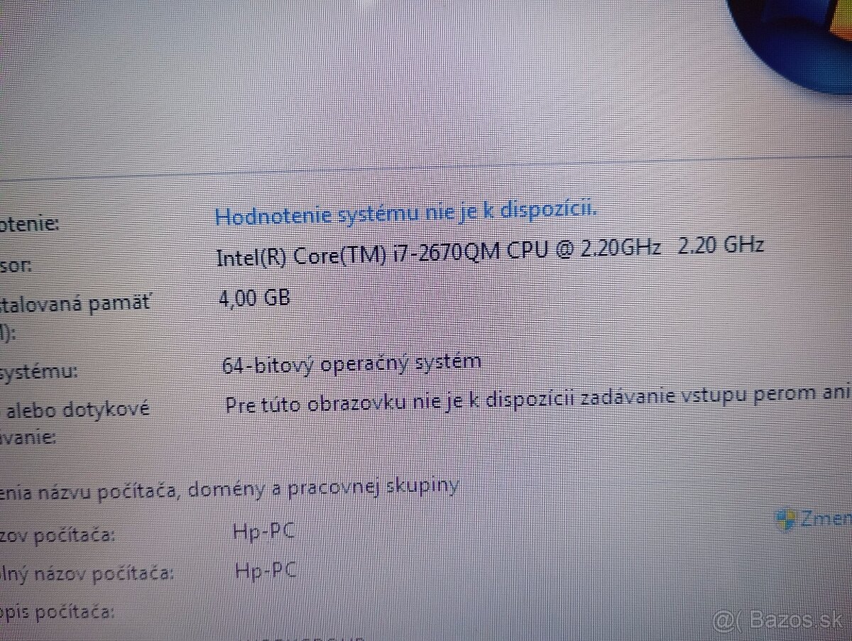 predám HP PAVILION DV 6 , Windows 7 , INTEL CORE I7 - 4