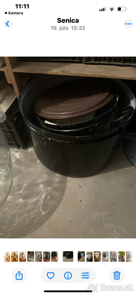 Demizony,smaltovane velke hrnce; struhak na kapustu - 4