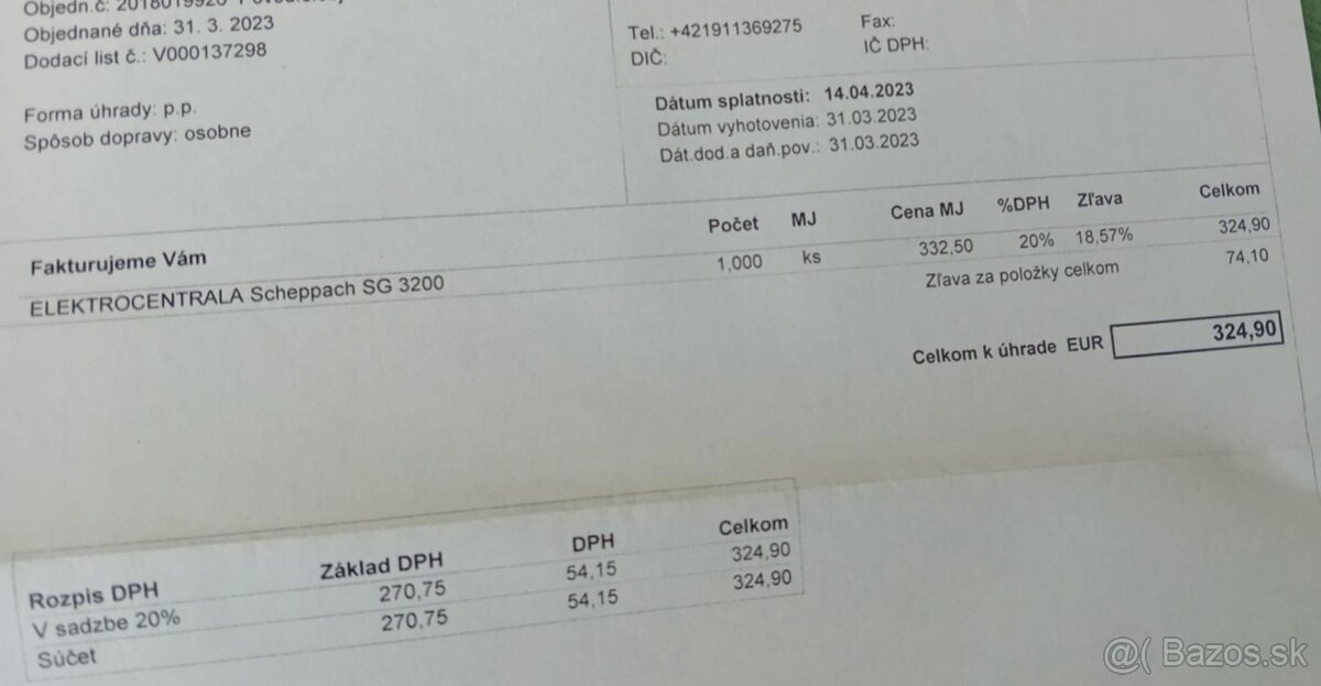 predám Elektrocentrálu Scheppach SG3200 - 4