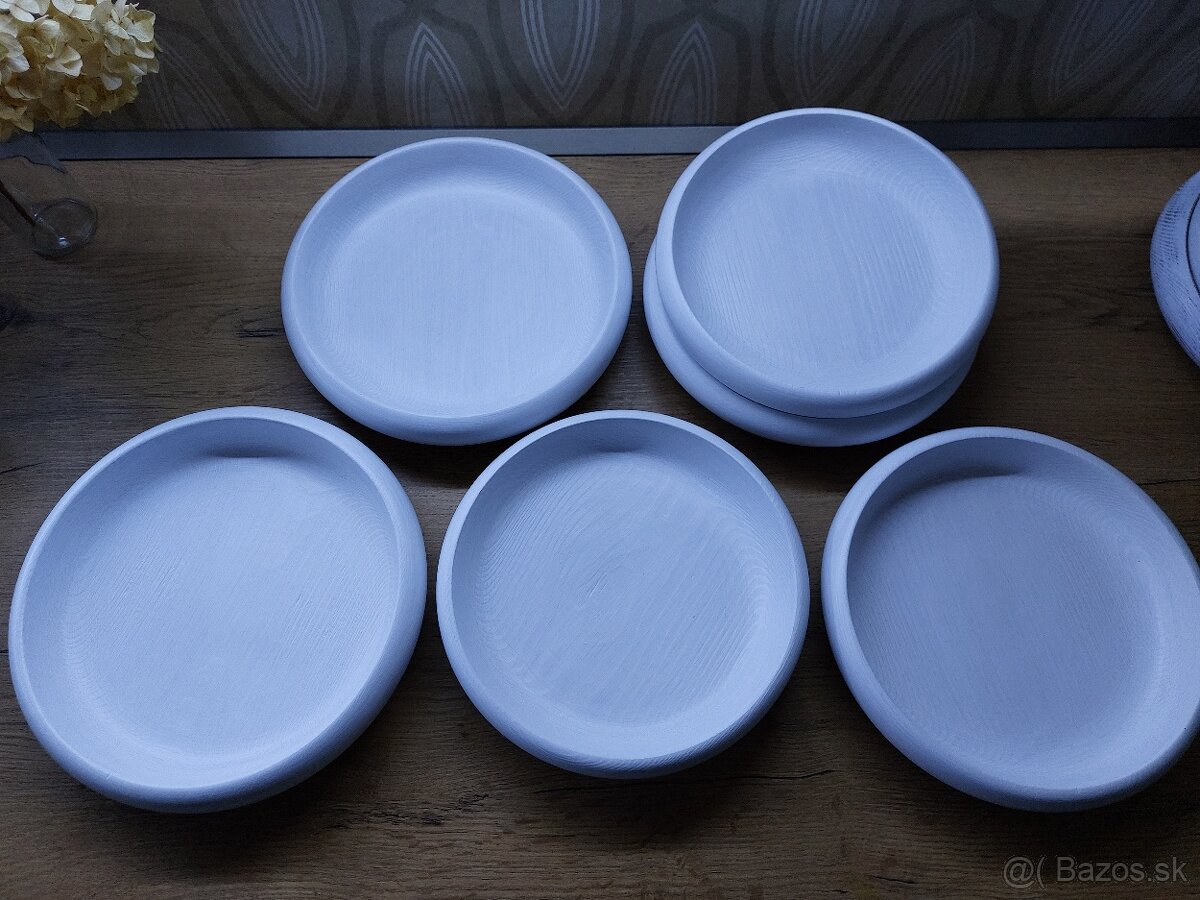 Drevená miska biela, patinovaná - 4