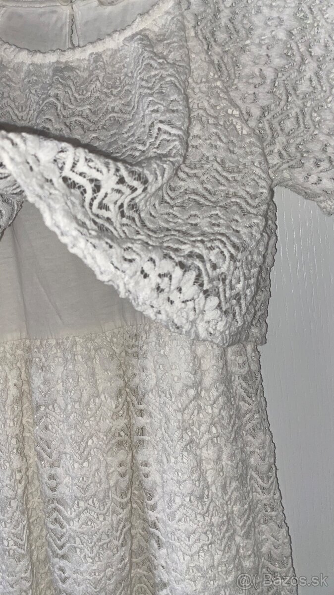 Biele cipkovane saty Zara velkost 140 - 4