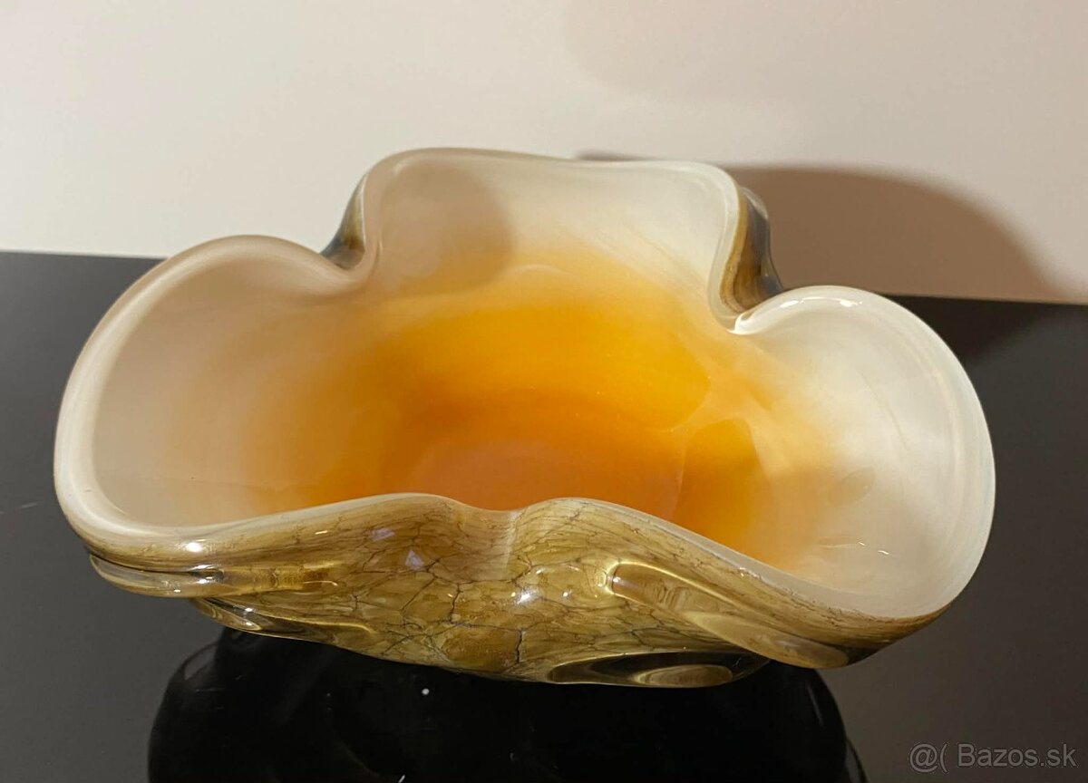 Nádherný veľký popolník, miska z muránskeho skla - 4