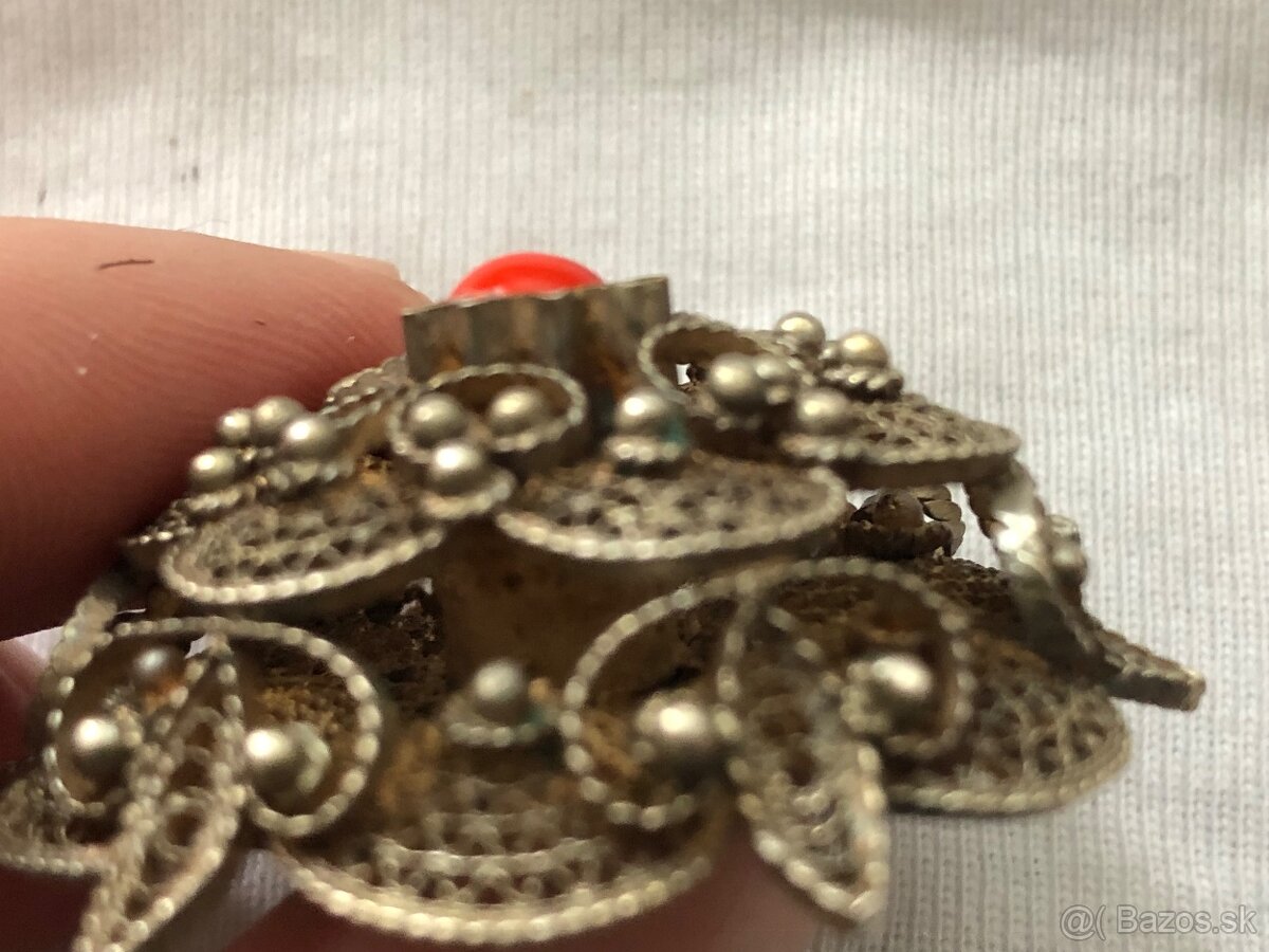 Starozitny privesok filigriansky strieborny brosna - 4