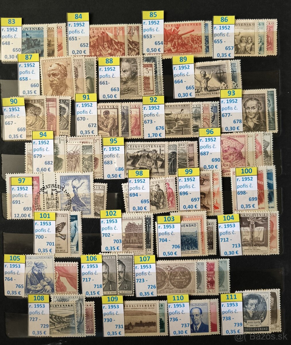 Poštové znánky Československo - série čisté / 1 - 4