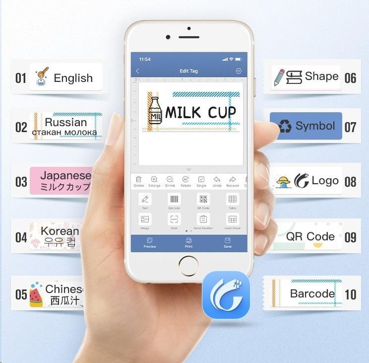 Niimbot Tlačiareň štítkov D11 Smart, čierna/biela + rolka št - 4