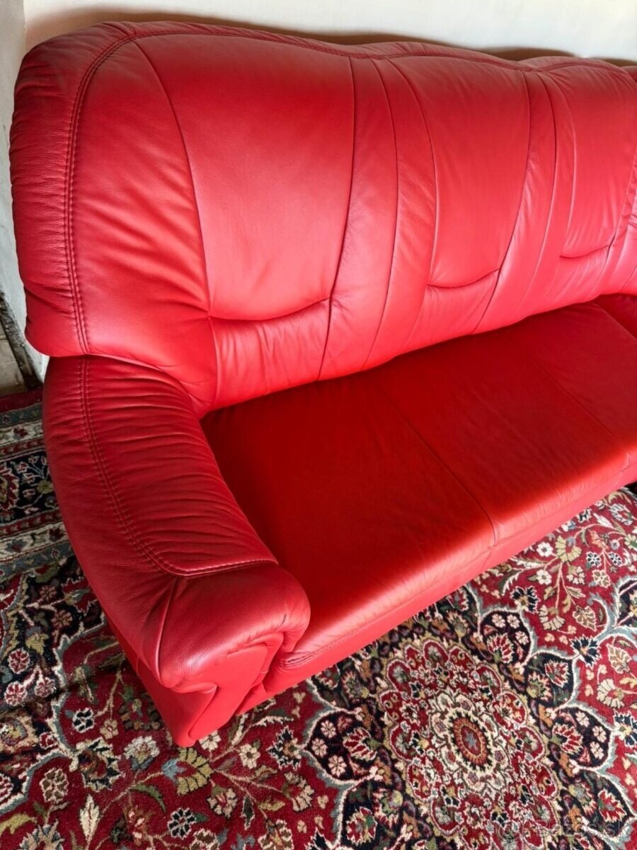 Rohová rozkládací kožená sedací souprava, 4671 - 4