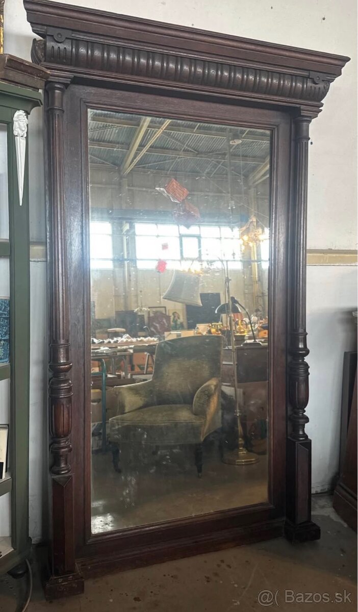 starožitné drevené zrkadlo - 4