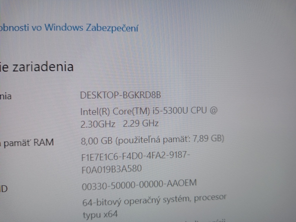 rozpredám na diely Dell latitude e5550 , Intel core i5 - 4