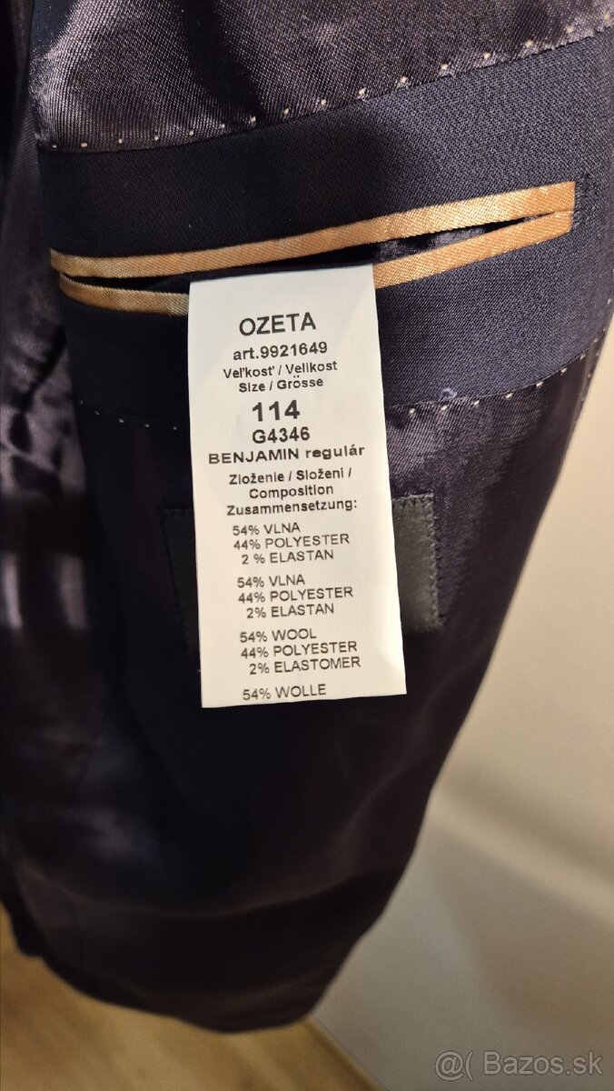 Pánsky oblek OZETA tmavomodrý. veľkosť 56 - NOVÝ, NEPOUŽITÝ - 4