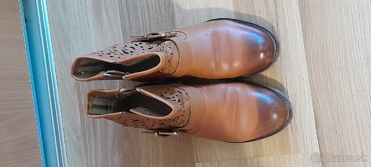 Kotnikové čižmy, kožené, veľ. 37 - 4