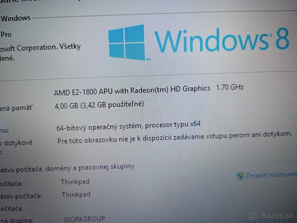 predám LENOVO THINKPAD E335 , WINDOWS 8 - 4