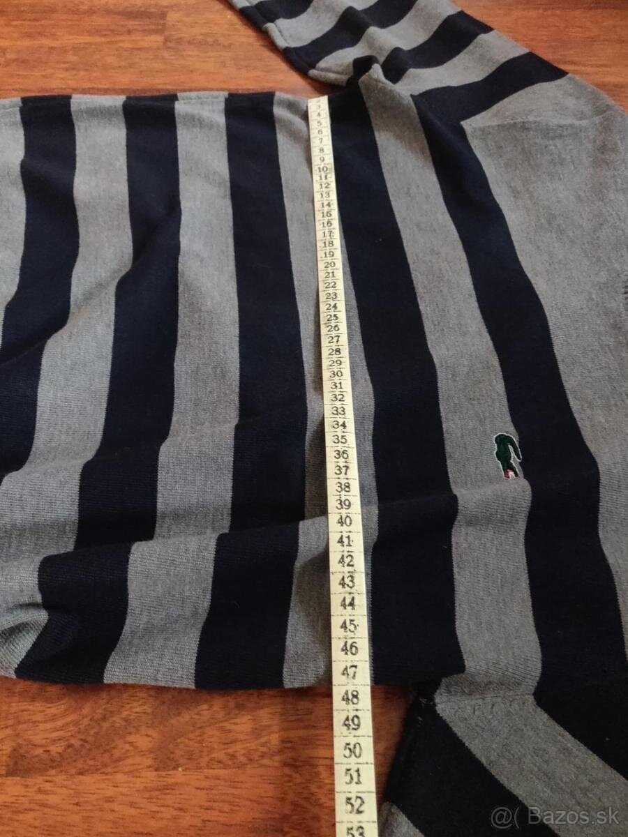 Pánský svetr Lacoste XL – pruhovaný, šedý / tmavě modrý - 4