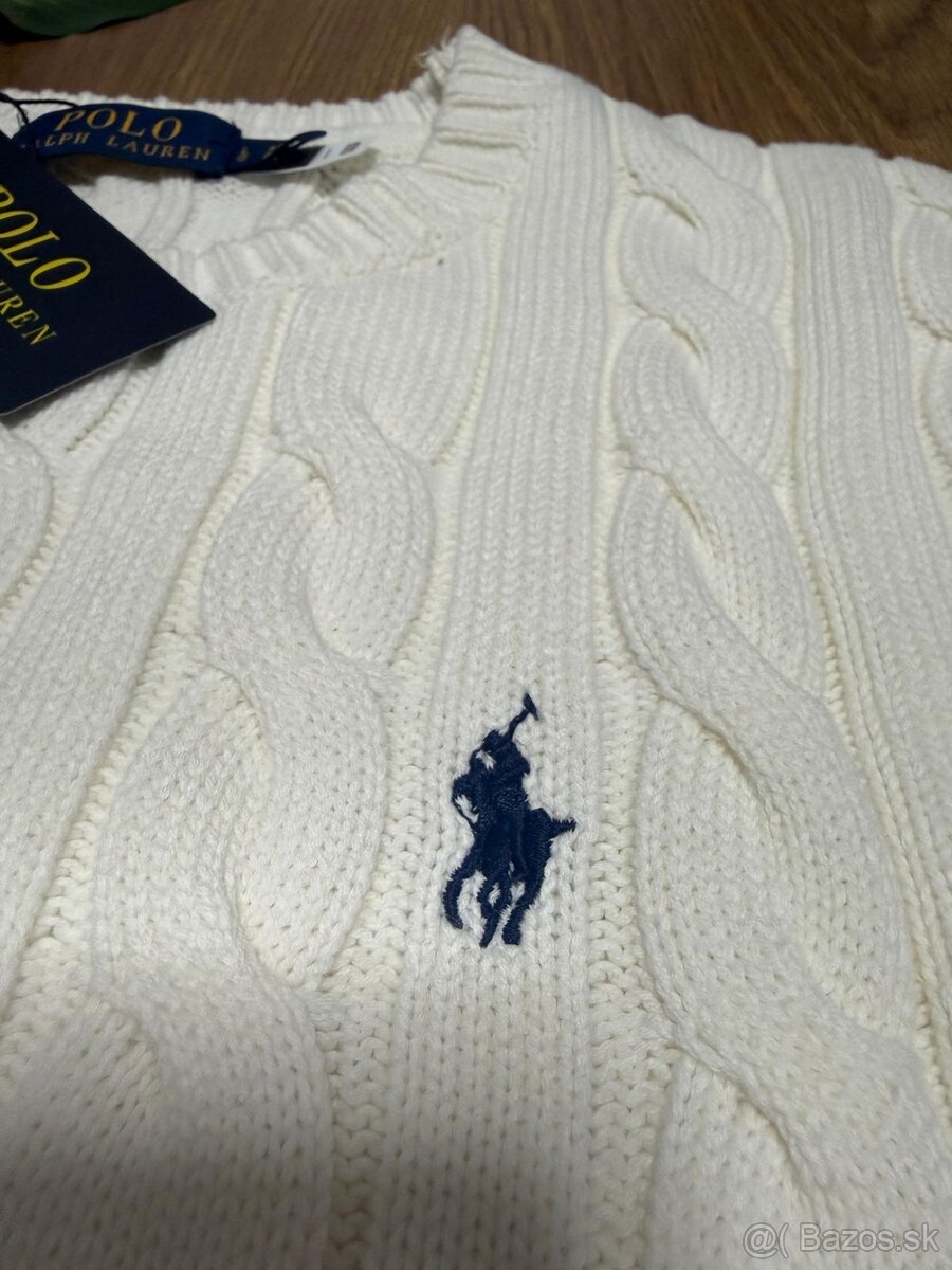Pollo Ralph Lauren Biely Pulovér - 4