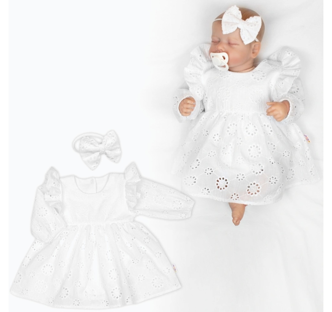 Biele šaty s volánikmi a čelenkou - 4