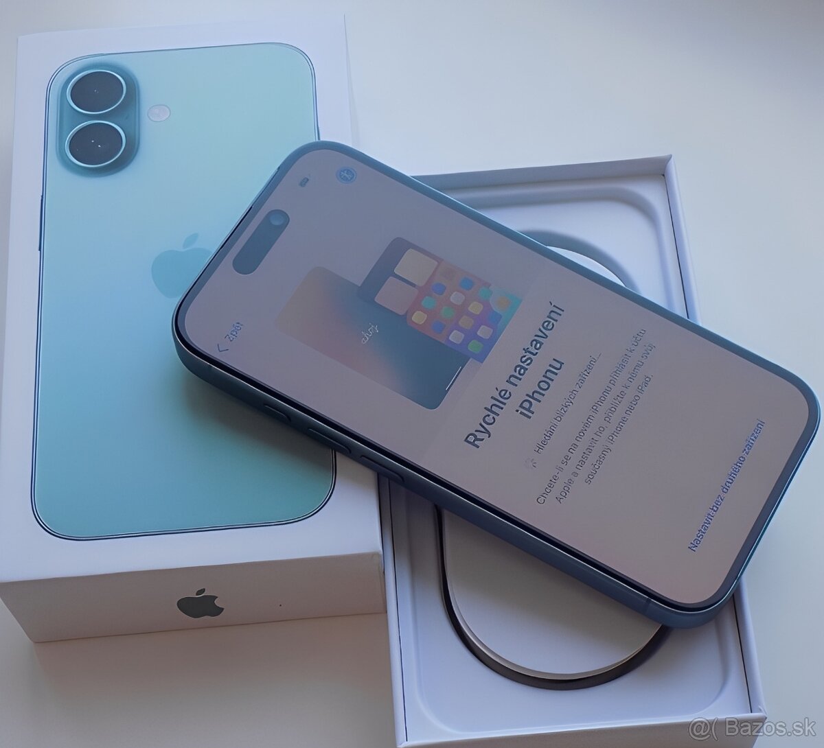 iPhone 16 Teal BATERIE 100% TOP - 4