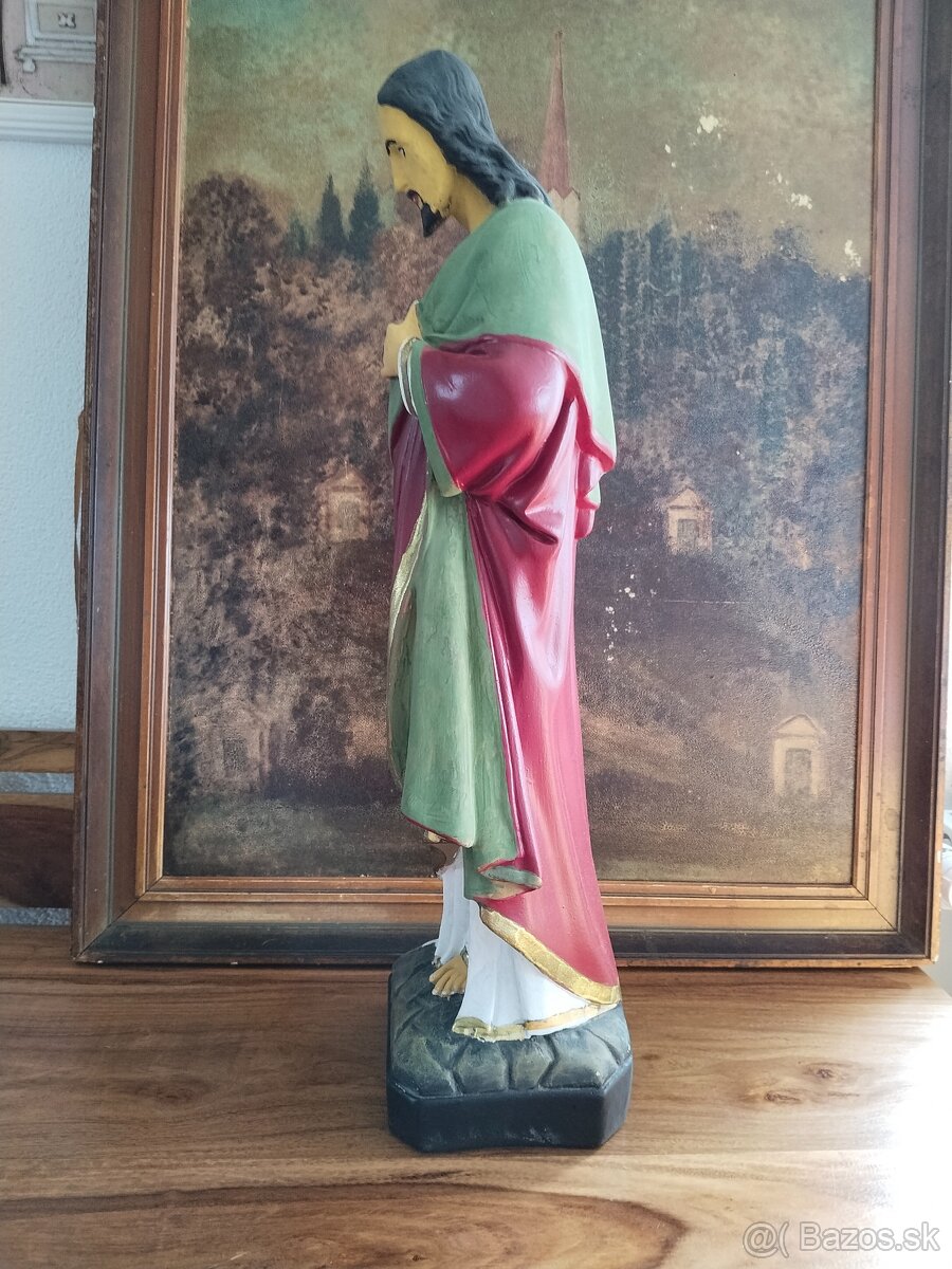 Kristus starožitná sádrová kolorovaná socha - 4