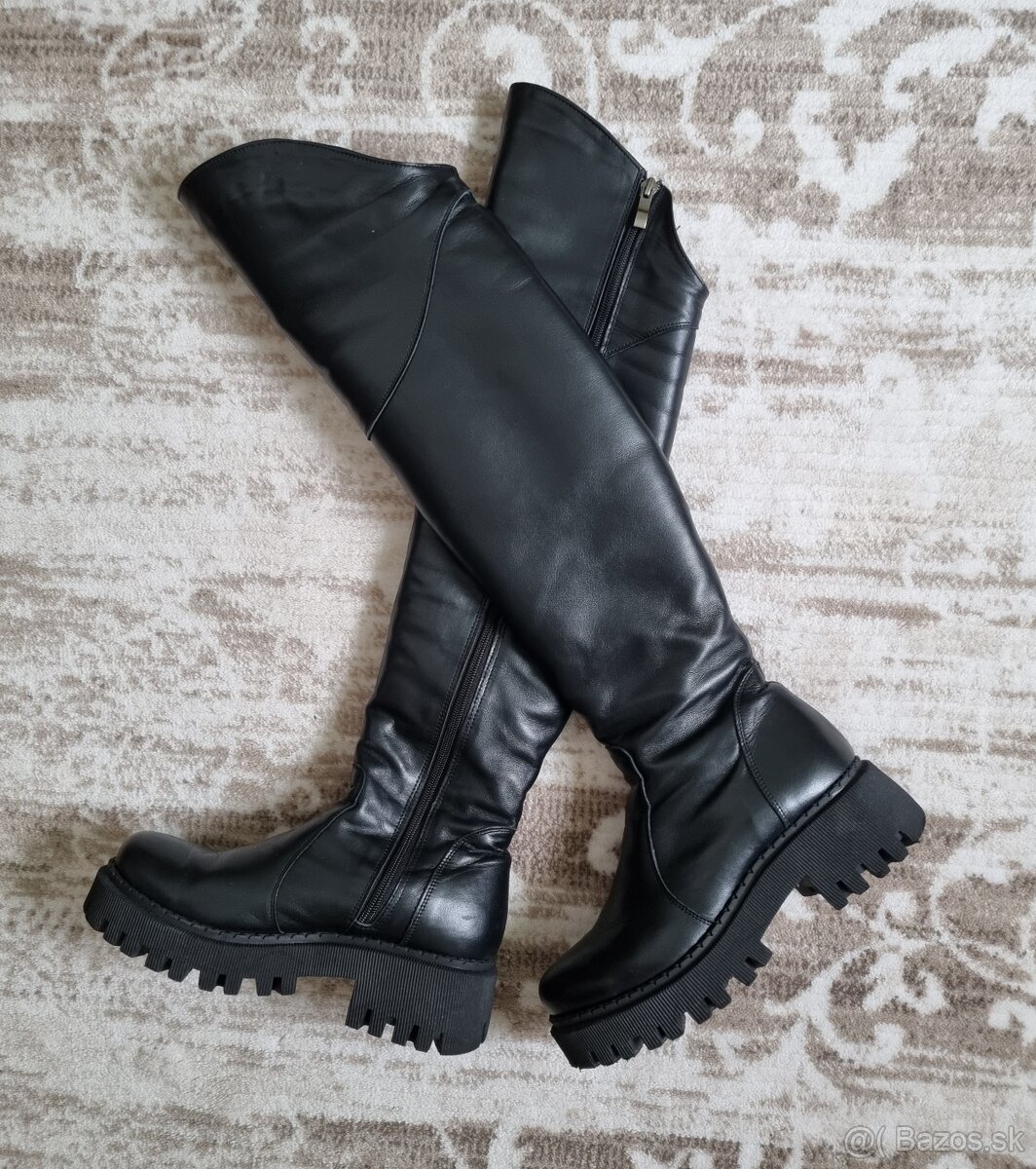 Kožené čižmy nad koleno Versabe - 4