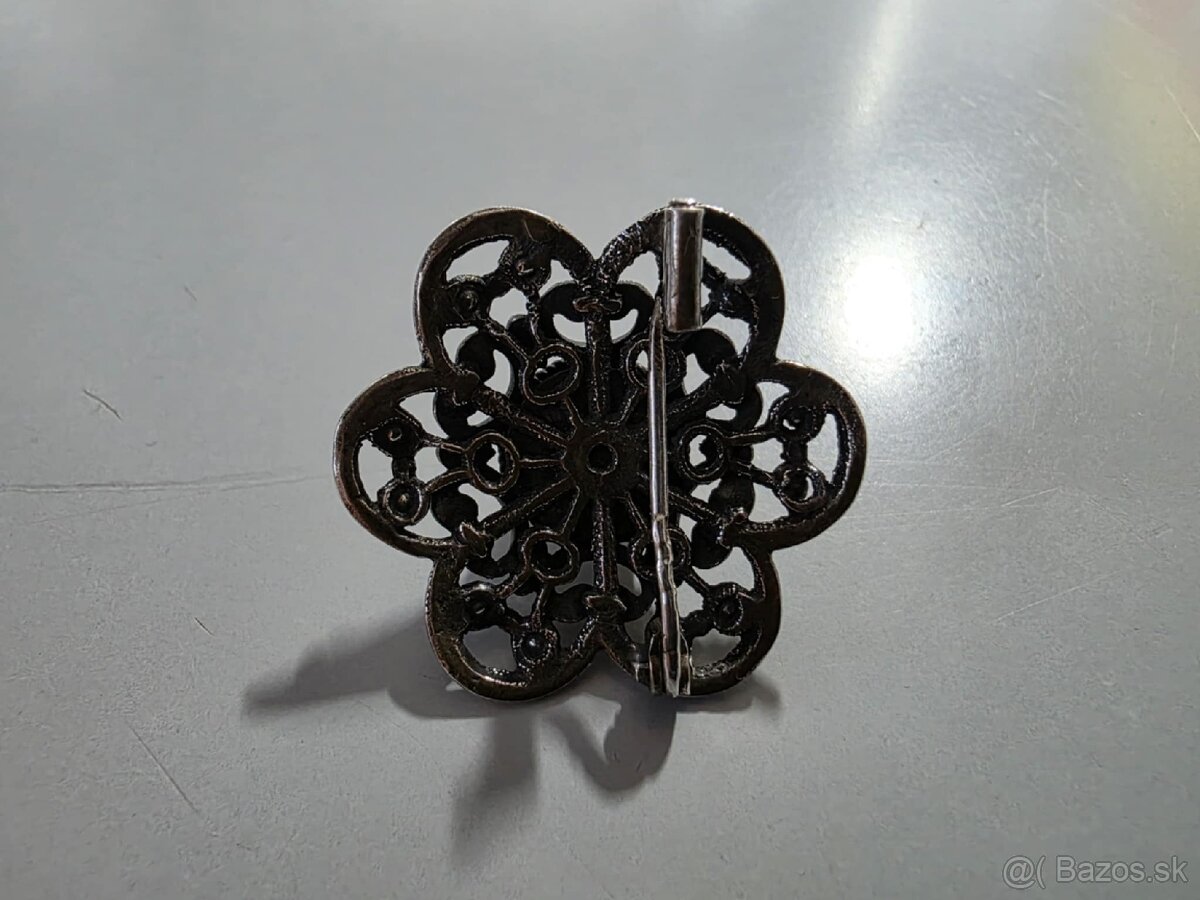 Starožitná strieborná brošňa - 4