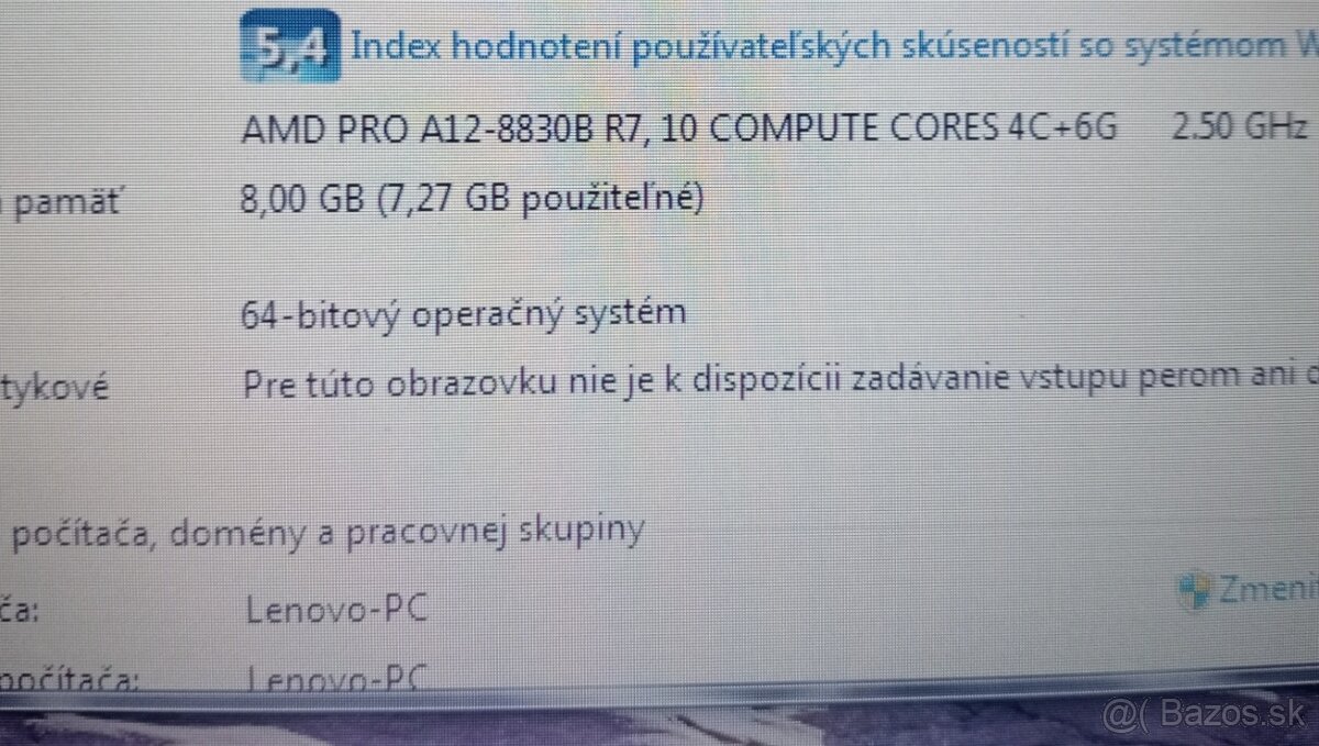 predám Lenovo Thinkpad A475 , AMD PRO A-12 , 8gb ram , Win 7 - 4