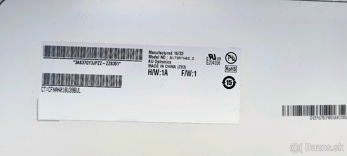 LCD display 17.3" WXGA++ HD+ 1600x900 30pin eDP Slim - 4