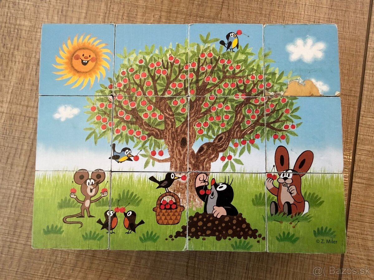 Drevené kocky Krtko (Dino) – 12 ks - 4