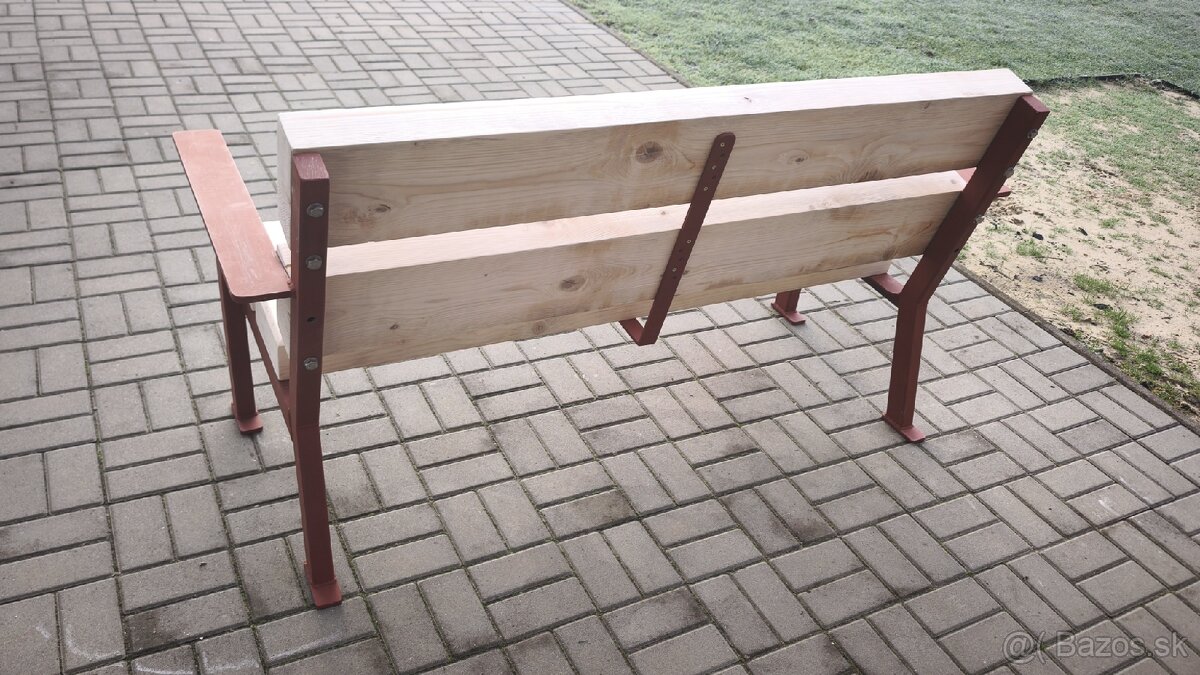 Ručne robená masívna záhradná lavička - 4