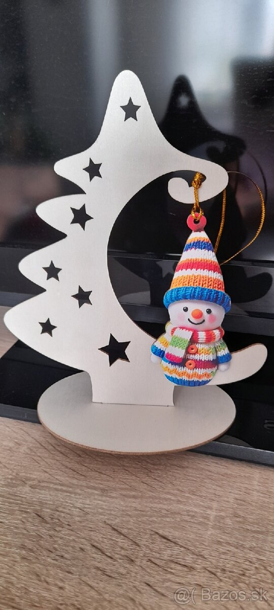 Vianočné drevené stromčeky, ozdoby - 4