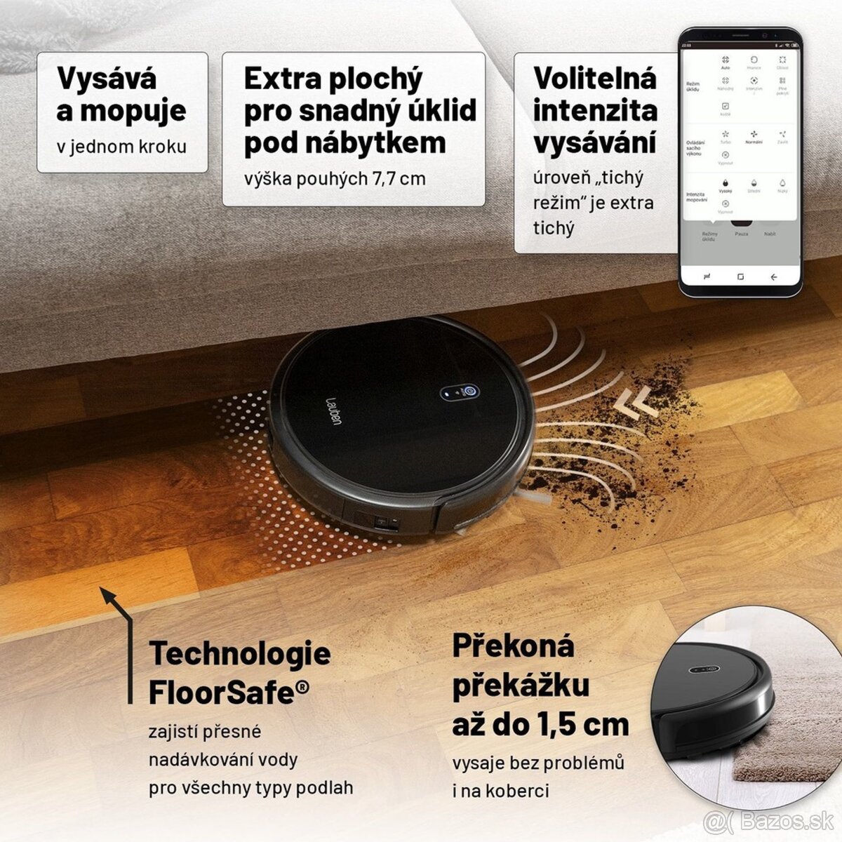 robotický vysávač Lauben Robot Vacuum 15BB - 4