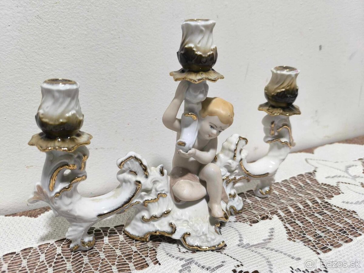 Porcelánový svietnik s anjelikom - 4
