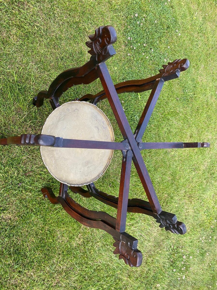 Skladací stolik s mosadznými podnosmi - 4