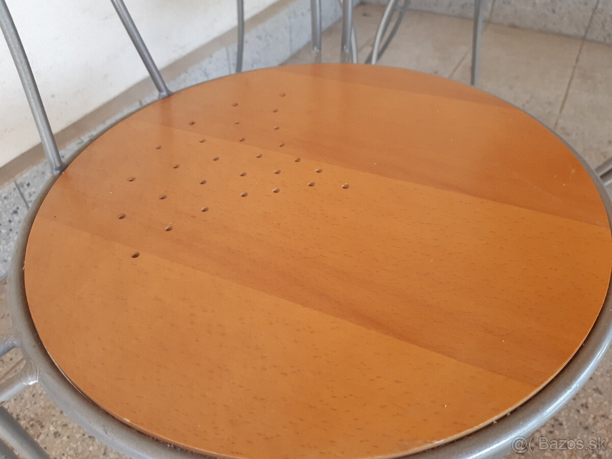 IKEA okrúhly skladací stôl a 4 stoličky kov a drevo - 4