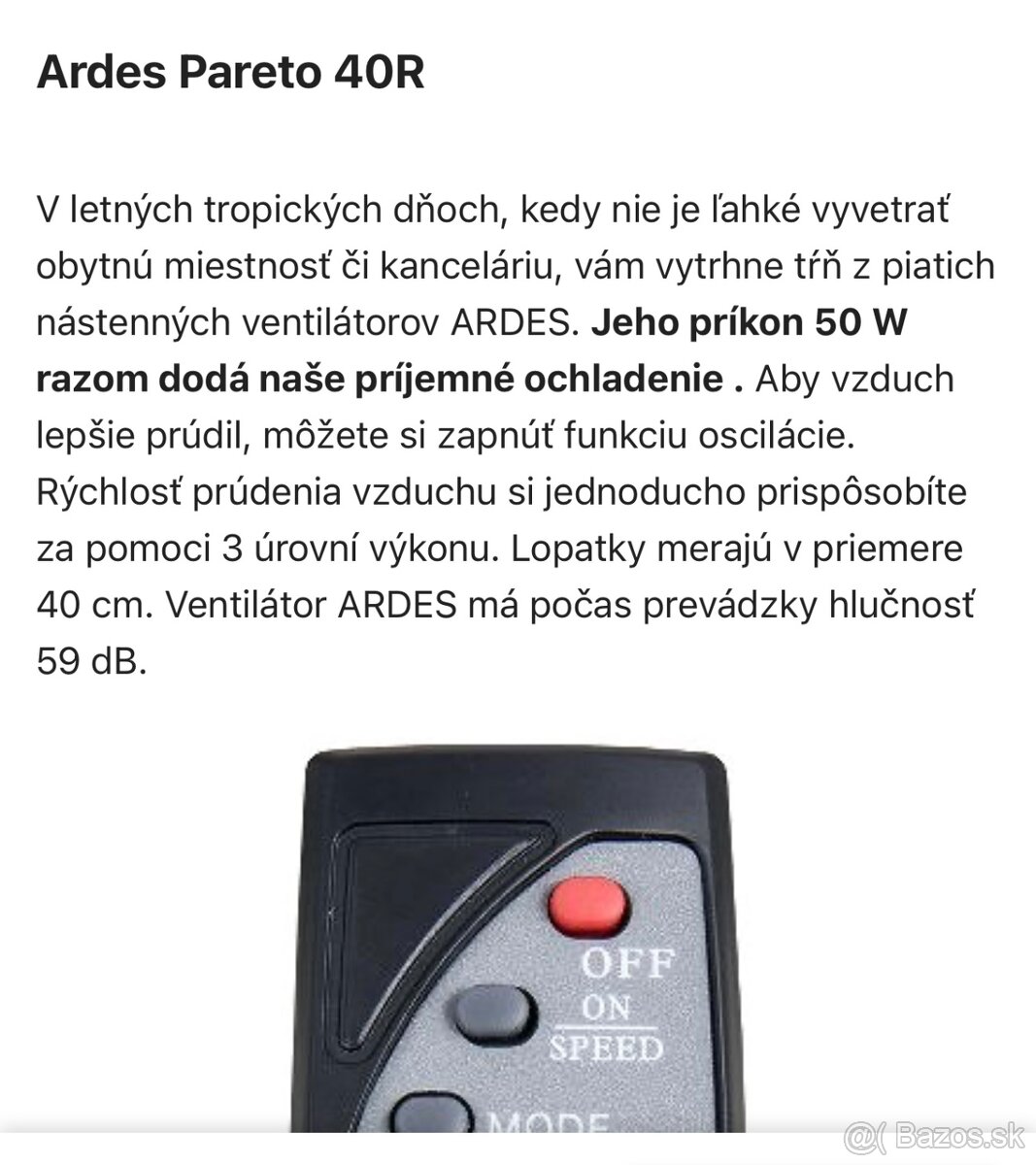 Ventilátor diaľkové ovládanie nový - 4