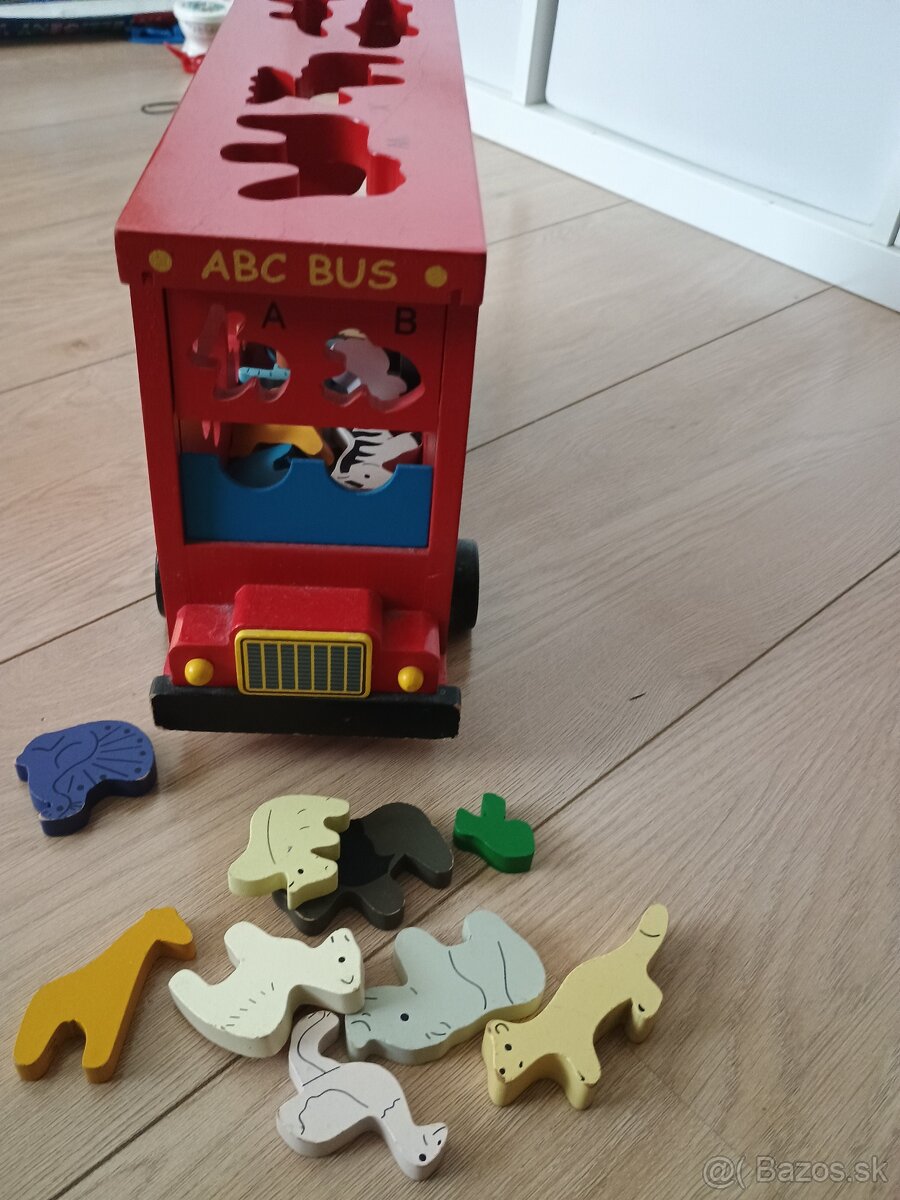 Drevené auto skladačka puzzle zvieratká - 4