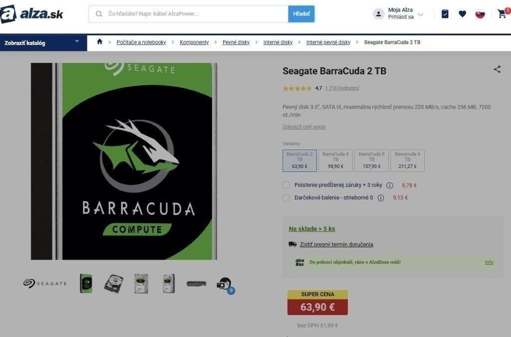8/ 6/ 4/ 2 TB Seagate Barracuda, Nepoužitý - Fólia - Záruka - 4