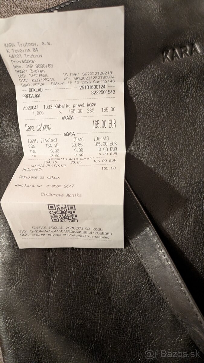 Kožená kabelka čierna Kara, nová - 4