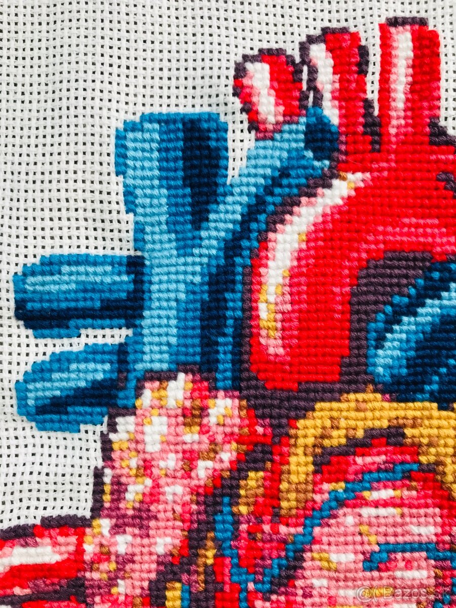 Krížiková výšivka/ obraz Anatomické srdce - 4