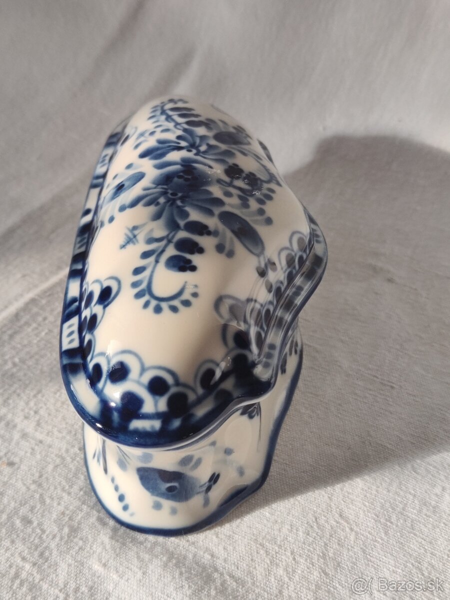 Nádherná vintage porcelánová šperkovnice, dóza - Gzhel, SSSR - 4