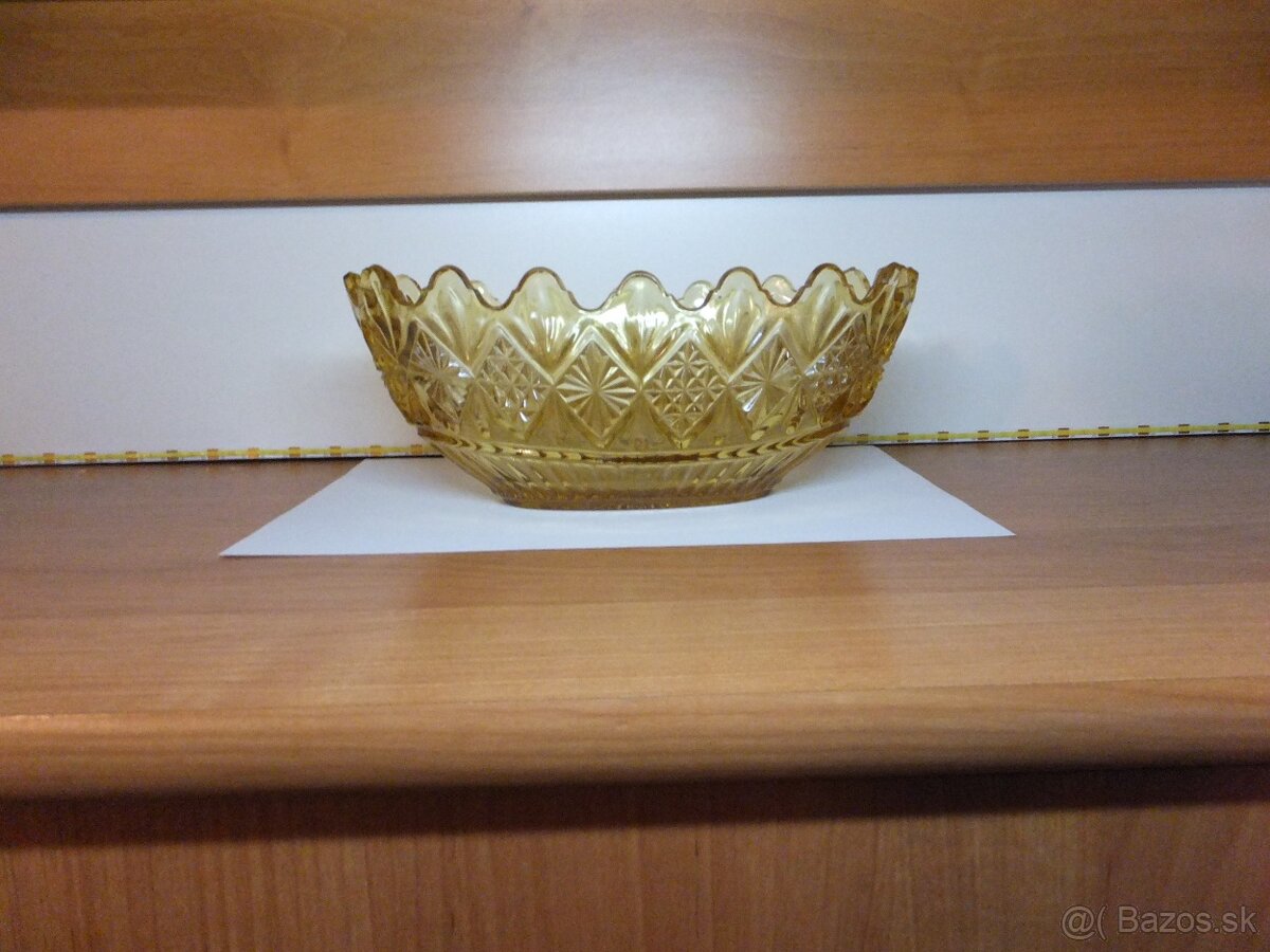 Art Deko, starožitná ambrová krásná oválná mísa. - 4